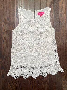 Lilly Pulitzer Ivory Crochet Shell Top